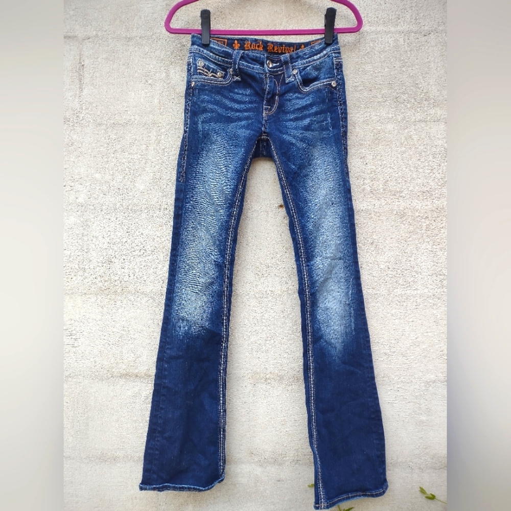 ROCK REVIVAL Women's Kai 860 boot jeans size 25 back button pockets